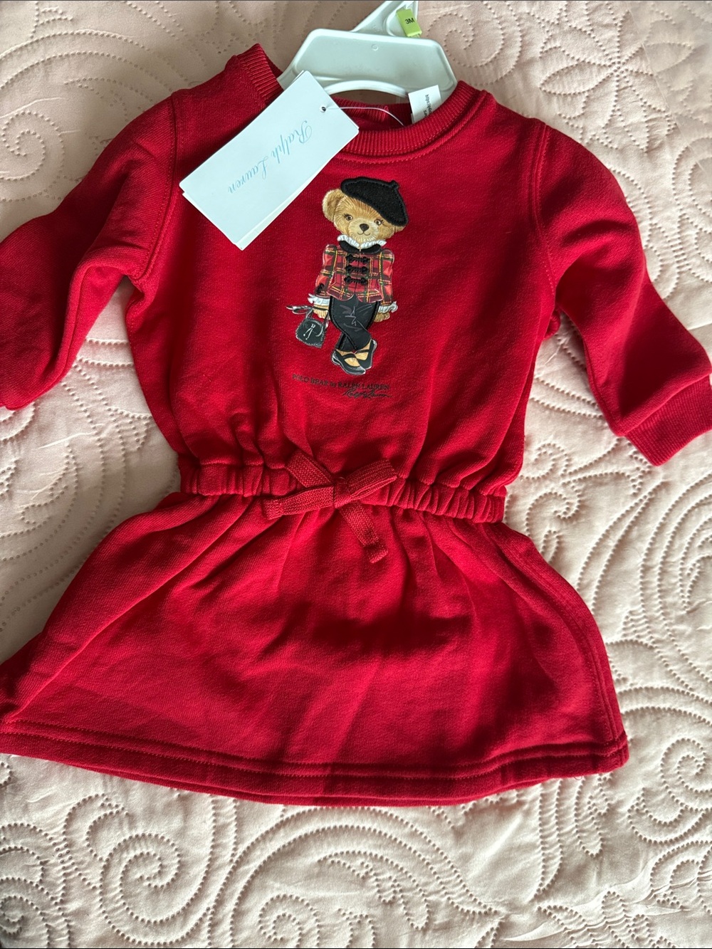 Ralph Lauren Red Toddler Dress with Bear Motif